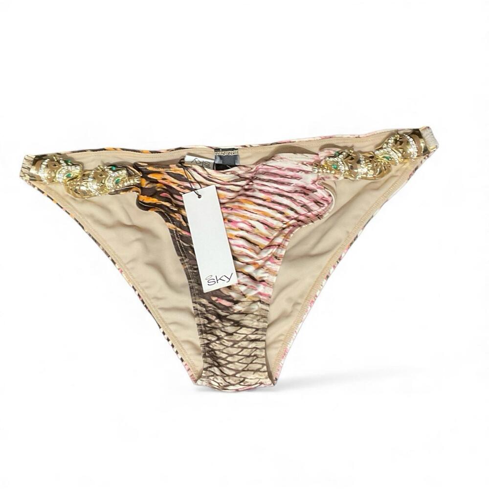 Sky Bikini Bottoms Size M NWT – Embellished Animal Print Swim Bottoms